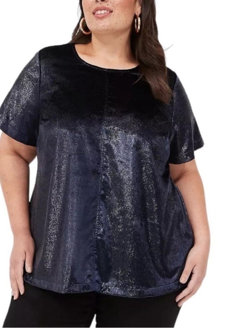 Lane Bryant Shimmer Velour Swing Top Black Size 24